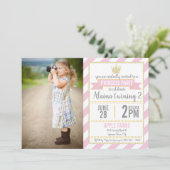 Pink Gold Glitter Princess Birthday Afbeelding Inv Kaart (Staand voorkant)