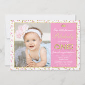 Pink Gold Glitter Prinses eerste verjaardag Kaart (Voorkant)