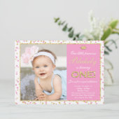 Pink Gold Glitter Prinses eerste verjaardag Kaart (Staand voorkant)