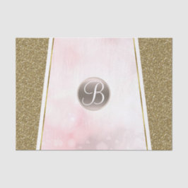 Pink Gold Glitter Sparkle Glam Monogram Initiaal Tissuepapier