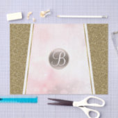 Pink Gold Glitter Sparkle Glam Monogram Initiaal Tissuepapier (Craft)