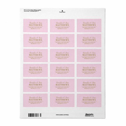 Pink Gold Glitter Sparkle monogram bruiloft Etiket (Full Sheet)