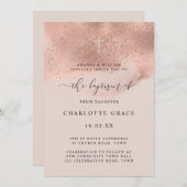 Pink Gold Glitter Sparkle Script Doop Kaart (Voorkant / Achterkant)