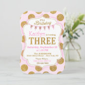 Pink Gold Glitter Sparkle Uitnodiging voor de derd (Staand voorkant)