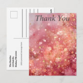 Pink & Gold Glitter Thank You Card Briefkaart (Voorkant / Achterkant)