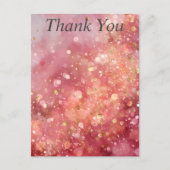 Pink & Gold Glitter Thank You Card Briefkaart (Voorkant)