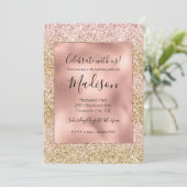 Pink Gold Glitzy Girly Glitter Ombre Kaart (Staand voorkant)