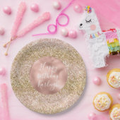 Pink Gold Glitzy Girly Glitter Ombre Papieren Bordje (Feest)