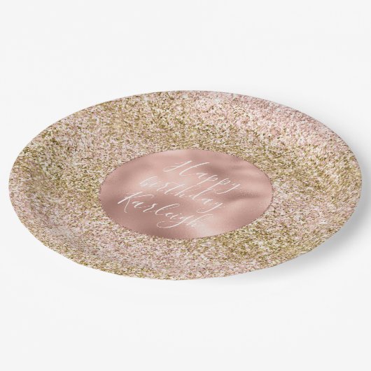 Pink Gold Glitzy Girly Glitter Ombre Papieren Bordje (Gekanteld)