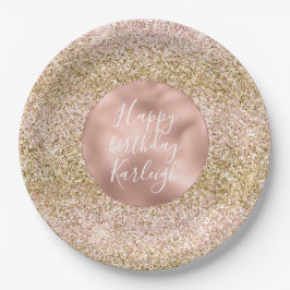 Pink Gold Glitzy Girly Glitter Ombre Papieren Bordje