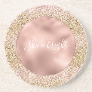 Pink Gold Glitzy Girly Glitter Ombre Zandsteen Onderzetter