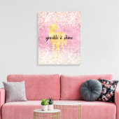 Pink Gold Glitzy Glitter Eenhoorn Canvas Afdruk (Insitu (Woonkamer))