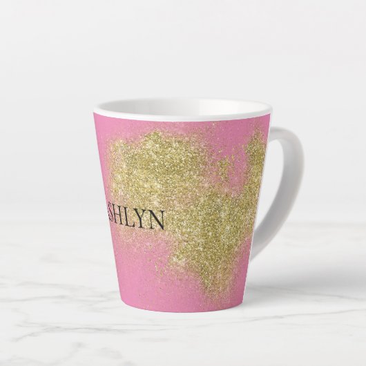 Pink Gold Glitzy Glitter Latte Mok (Rechterhoek)
