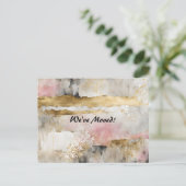 Pink Gold Gray Wabi Sabi New Address Briefkaart (Staand voorkant)