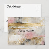 Pink Gold Gray Wabi Sabi New Address Briefkaart (Voorkant / Achterkant)