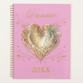 Pink & Gold Heart Elegant Custom  Planner (Voorkant)