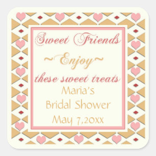 Pink Gold Hearts Diamonds Snoep Buffet Stickers