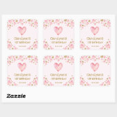 Pink Gold Hearts Sweetheart Verjaardag Baby shower Vierkante Sticker (Vel)