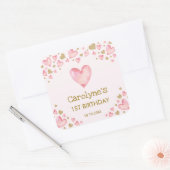 Pink Gold Hearts Sweetheart Verjaardag Baby shower Vierkante Sticker (Envelop)