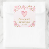 Pink Gold Hearts Sweetheart Verjaardag Baby shower Vierkante Sticker (Tas)