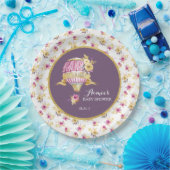 Pink+Gold Hete Luchtballon Baby shower Gepersonali Papieren Bordje (Feest)