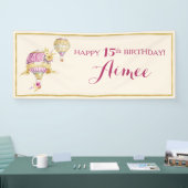 Pink+Gold Hete Luchtballon Verjaardagsbanner Spandoek (Beurs)