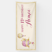 Pink+Gold Hete Luchtballon Verjaardagsbanner Spandoek (Verticaal)