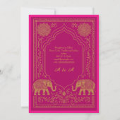 pink gold hindu mandala elephant arch wedding kaart (Achterkant)