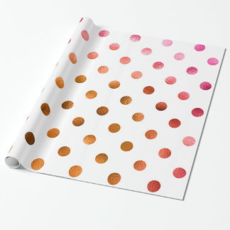 Pink Gold Holographic Metallic Faux Polka Dot. Cadeaupapier