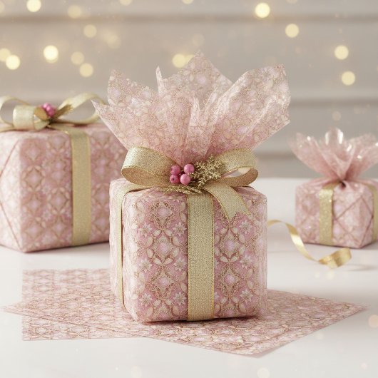 Pink Gold Kerstpatroon#3 ID1009 Tissuepapier
