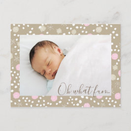 Pink & Gold kerstretro Pattern Foto Briefkaart