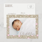 Pink & Gold kerstretro Pattern Foto Briefkaart (Voorkant / Achterkant)