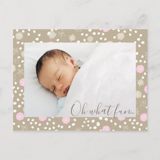 Pink & Gold kerstretro Pattern Foto Briefkaart (Voorkant)