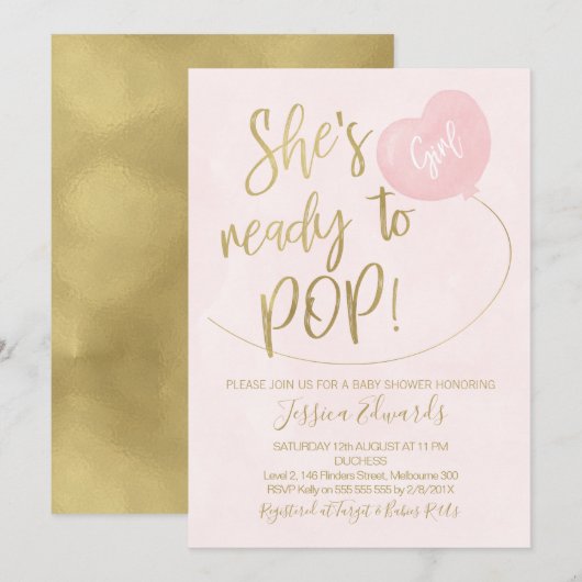 Pink Gold klaar voor Pop Baby shower Kaart (Voorkant / Achterkant)
