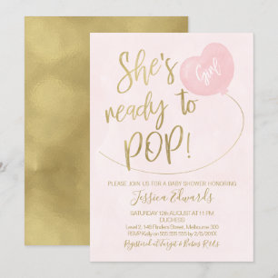 Pink Gold klaar voor Pop Baby shower Kaart