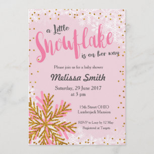 Pink Gold kleine sneeuwvlok baby shower uitnodigin Kaart