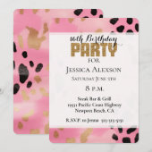 Pink Gold Leopard Gold Glitter Party Kaart (Voorkant / Achterkant)
