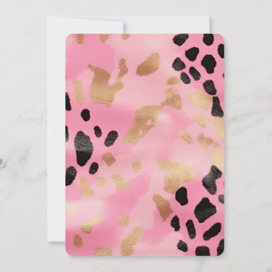 Pink Gold Leopard Gold Glitter Party Kaart (Achterkant)