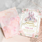 Pink Gold Little Princess Royal Castle Baby shower Kaart