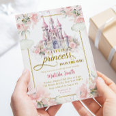 Pink Gold Little Princess Royal Castle Baby shower Kaart