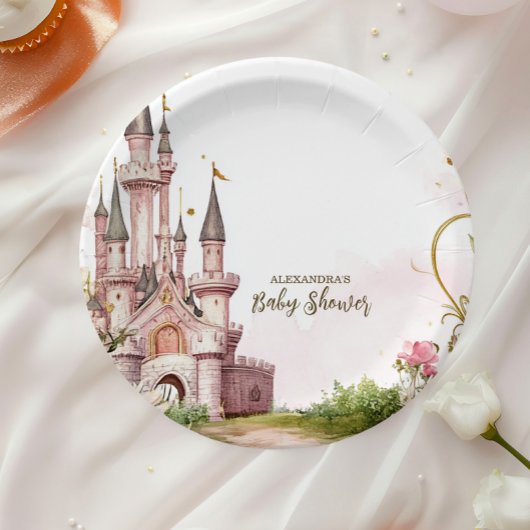 Pink Gold Little Princess Royal Castle Baby shower Papieren Bordje