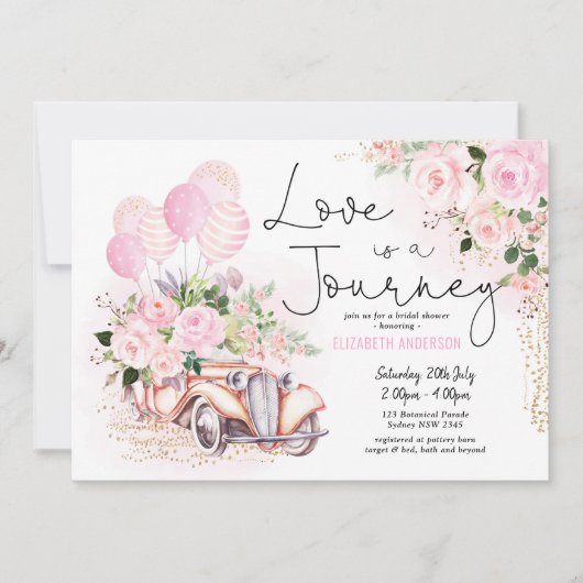 Pink Gold Love is een reis Vrijgezellenfeest Kaart (Voorkant)