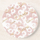 Pink Gold Love XO Zandsteen Onderzetter (Voorkant)