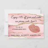 Pink Gold Marble Agate Lip Gloss Makeup Bedankkaart (Achterkant)