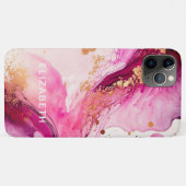 pink gold marble glitter personalized name  Case-Mate iPhone case (Achterkant (horizontaal))