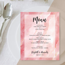 Pink Gold Marble Weddenmenu Flyer