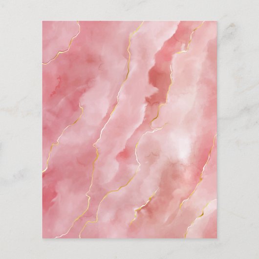 Pink Gold Marble Weddenmenu Flyer (Achterkant)