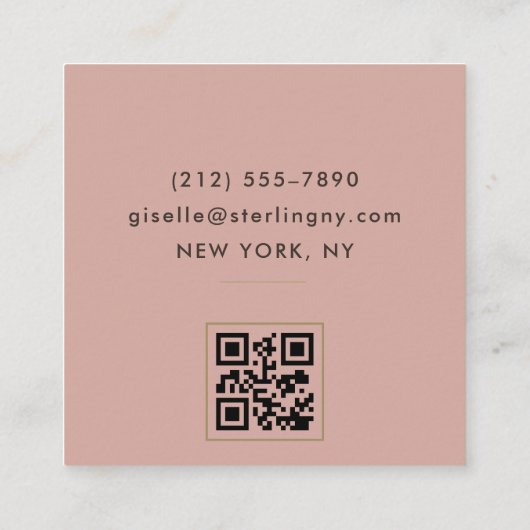 Pink Gold Metallic QR Code Vierkante Visitekaartje (Achterkant)