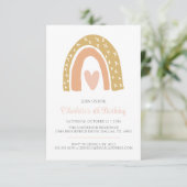 Pink Gold Minimalist Boho Rainbow Birthday Party Kaart (Staand voorkant)