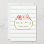 Pink Gold Mint Stripes Repetitie Dinner Party Kaart (Voorkant)